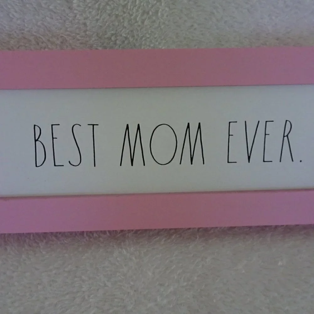 Rae Dunn BEST MOM EVER Pink Frame Wood Sign MOTHER'S DAY